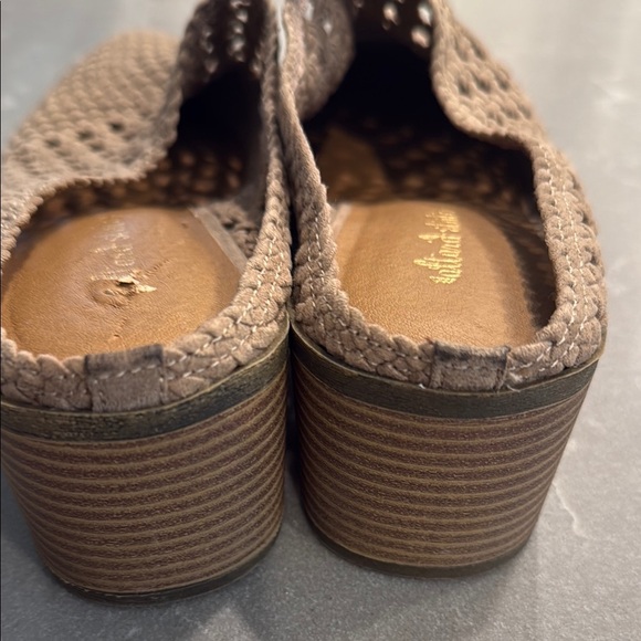 Altar'd State Taupe Mules with Perforated Suede and Low Heel - Picture 4 of 7